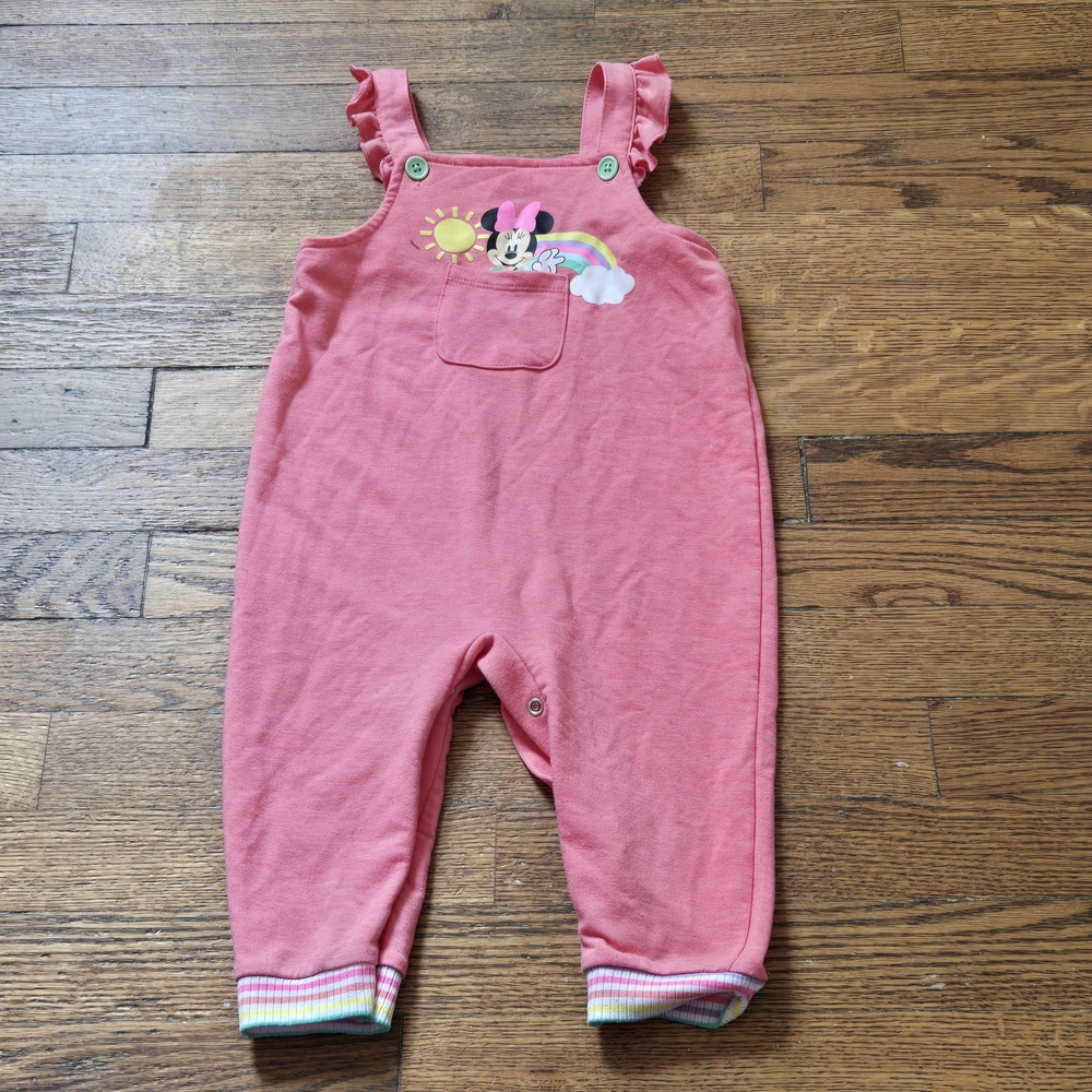 Disney Pink Ruffled Overalls with Character Design